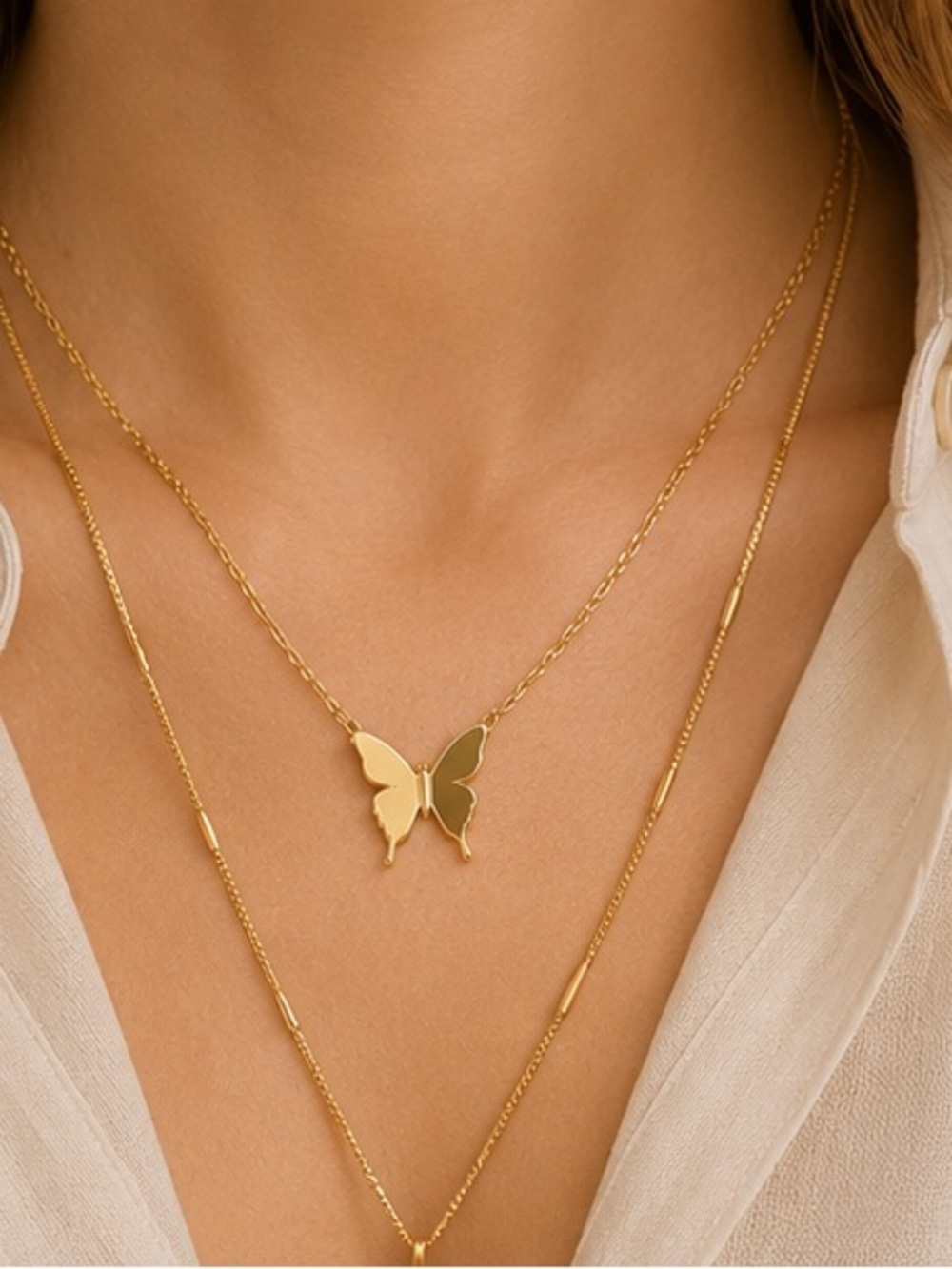 Gold Butterfly Minimalist Dainty Pendant Necklace